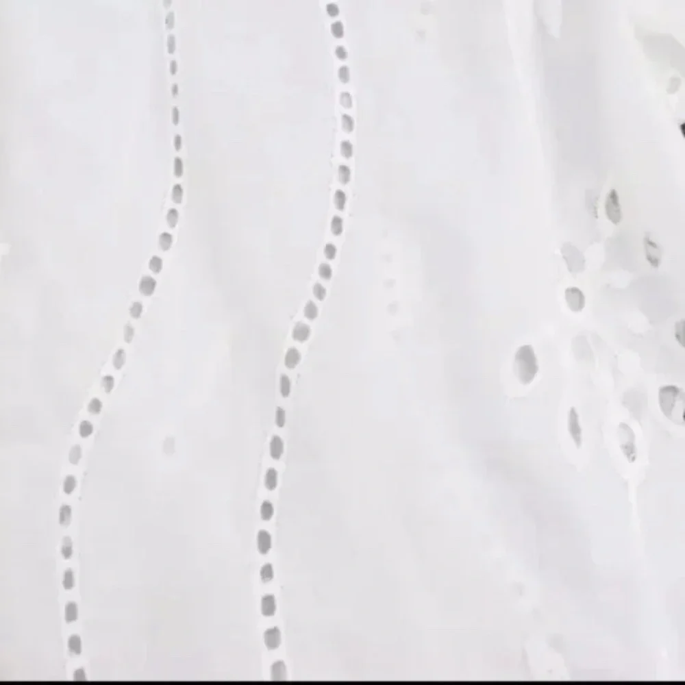 SOLD OUT White Boho Floral Eyelet Button Up Blouse - Picture 15 of 15